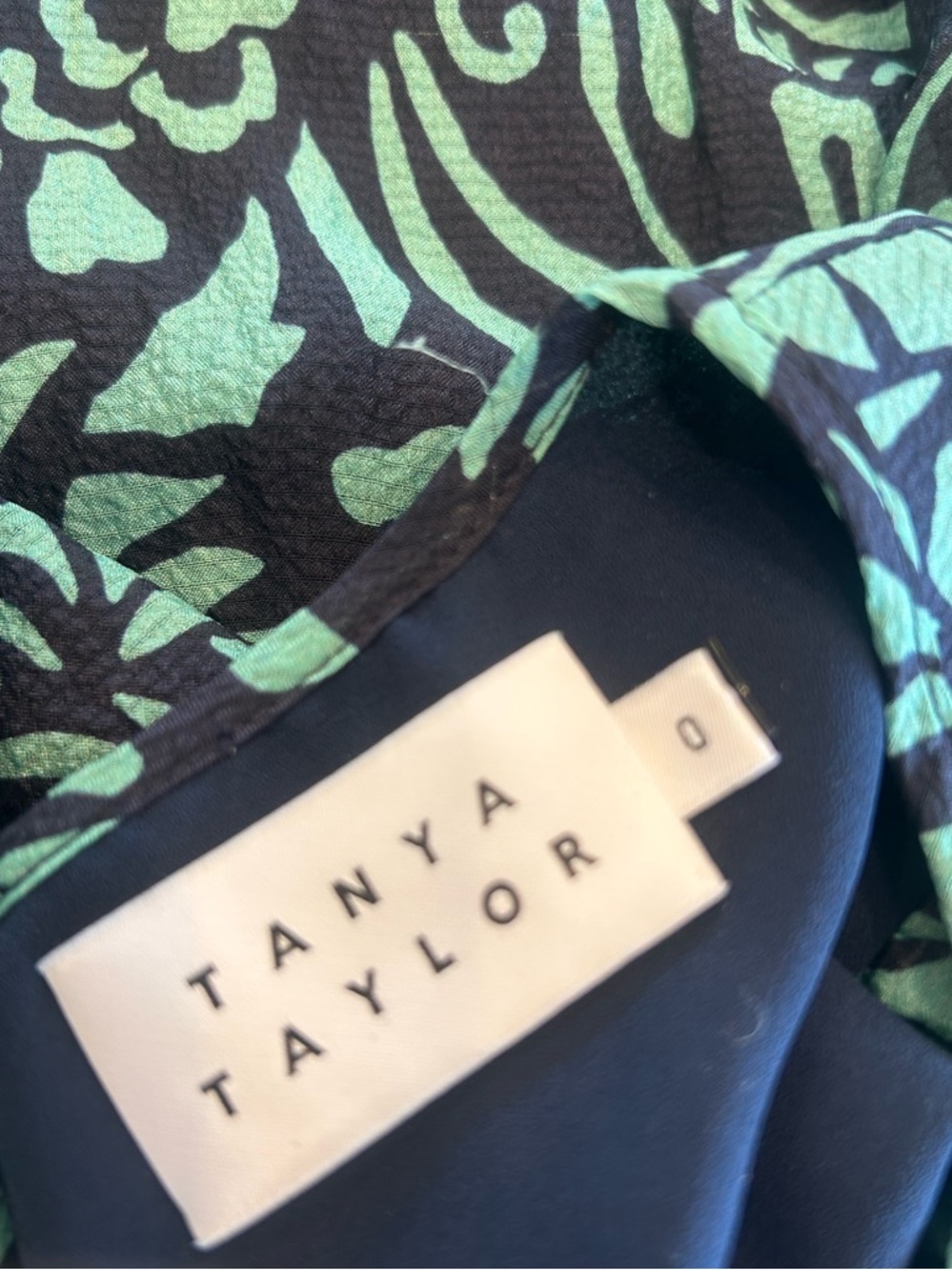 SILK Tanya Taylor Teal and Black Floral Long-Sleeve Dress - Picture 10 of 12